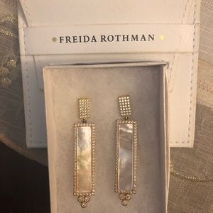 Frieda Rothman gold and mother of pearl earrings
